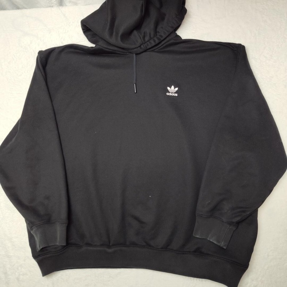 Adidas Hoodie Womens 2XL Black Trefoil Pullover‎ Sweatshirt Oversized IU2409